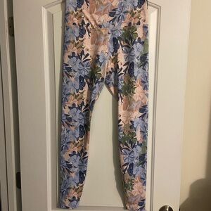 Beyond Yoga Blue and Pink Floral Leggings